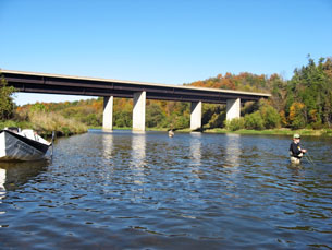 Anglers working the lower Grand river in Ontario