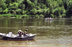 Grindstone drift boats on the Middle Grand River